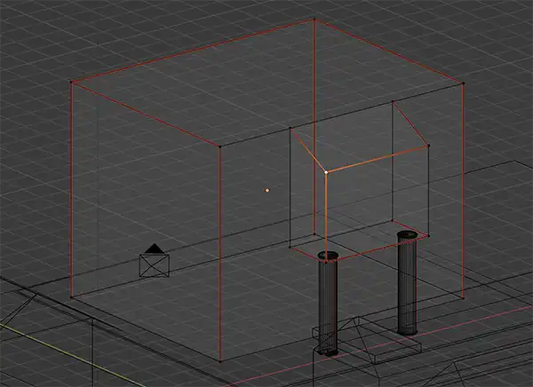 Blender 3D Wireframe von einem Haus